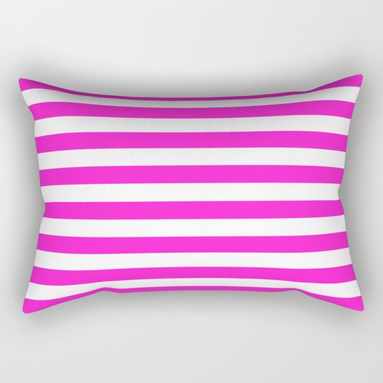 Horizontal Stripes (Hot Magenta/White) Rectangular Pillow