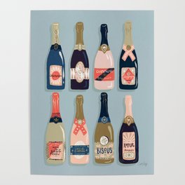 French Champagne Collection – Navy & Coral Poster