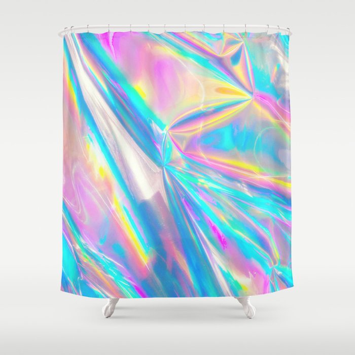 Holographic Foil Love Shower Curtain