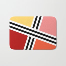 Abstract geometry - red, pink, yellow and orange Bath Mat