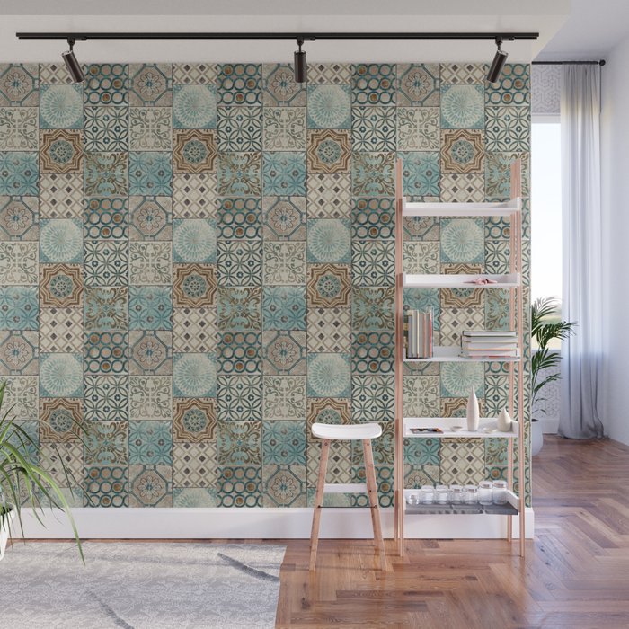 N113 - Vintage Antique Traditional Moroccan Tiles Style Artwork. Wall ...