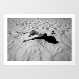 ‘All of Me’ reclining nude brunette female form black and white photograph / art photography  Art Print