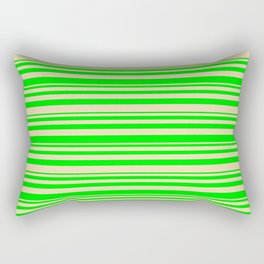 [ Thumbnail: Lime & Tan Colored Lined Pattern Rectangular Pillow ]