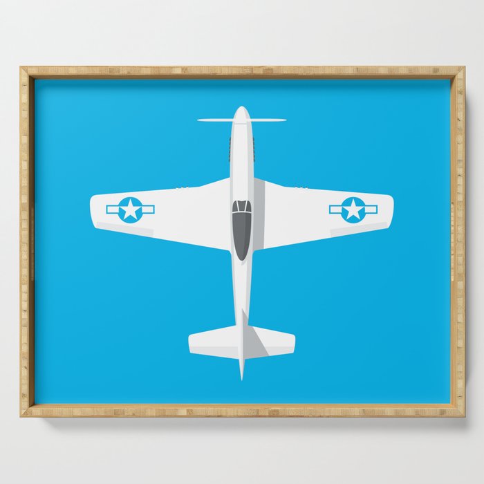 P-51 Mustang Fighter Aircraft - Cyan Serving Tray