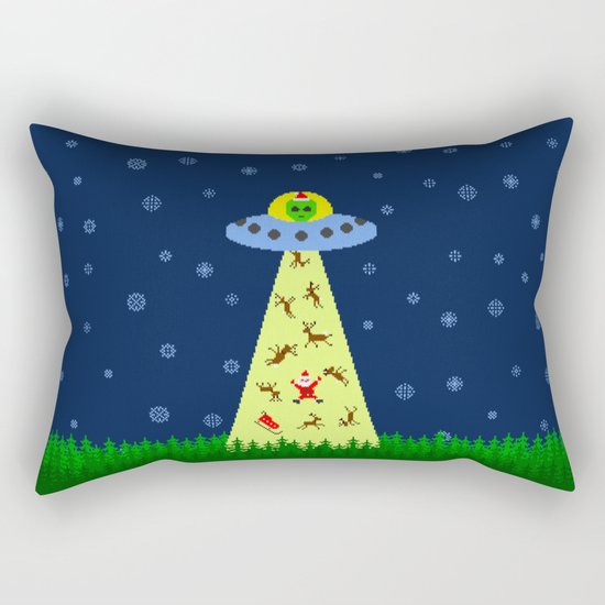 Alien abduction of Santa Claus (sweater) Rectangular Pillow