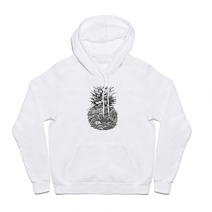 Pineapple Zentangle Black and White Pen Drawing Hoody