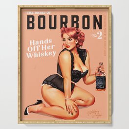 "The Babes Of Bourbon: Hands Off Her Whiskey" Vintage Curvy Pinup Girl Serving Tray