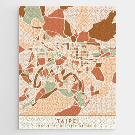 TAIPEI TAIWAN CITY MAP EARTH TONES Jigsaw Puzzle