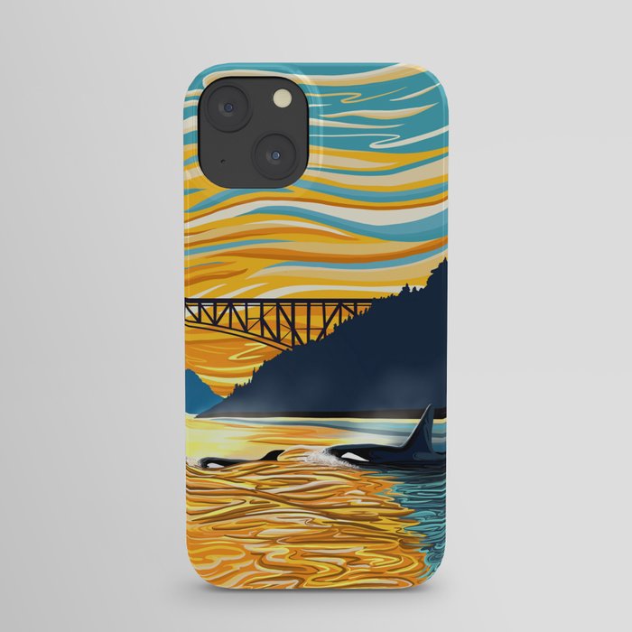 Deception Pass Orca Sunset Swim iPhone Case