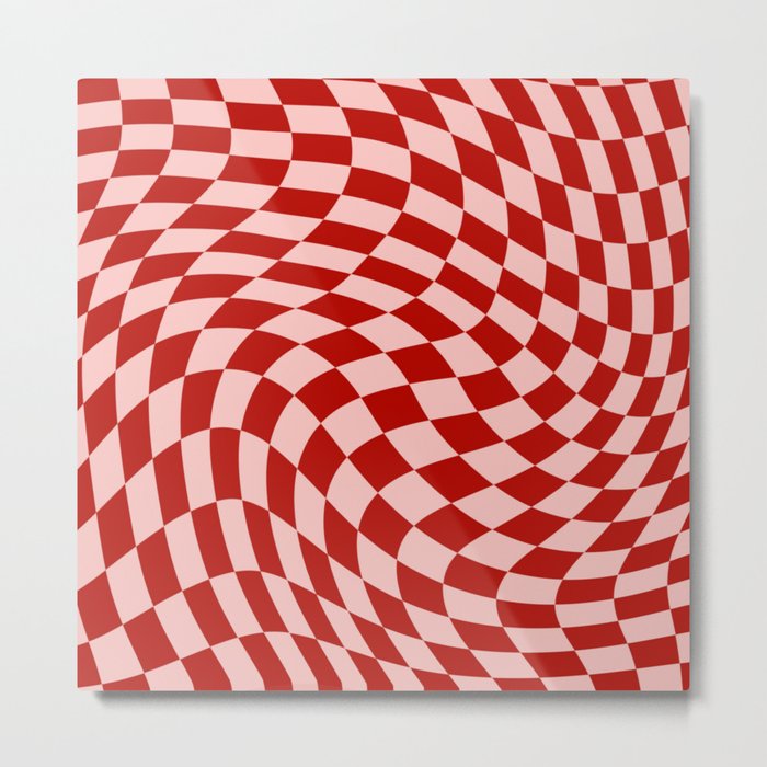 Red and pink swirl checker Metal Print