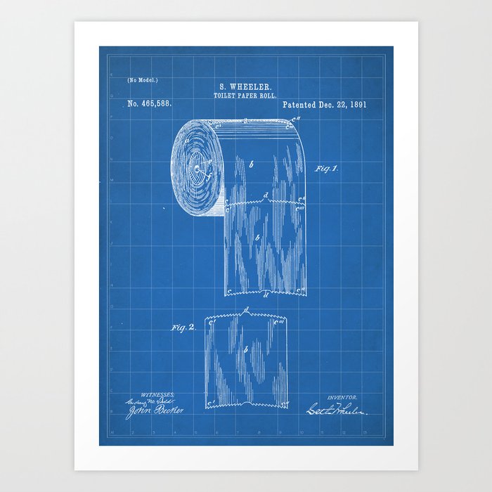 Toilet Seat Patent Bathroom Art Blueprint Art Print by Patent Press