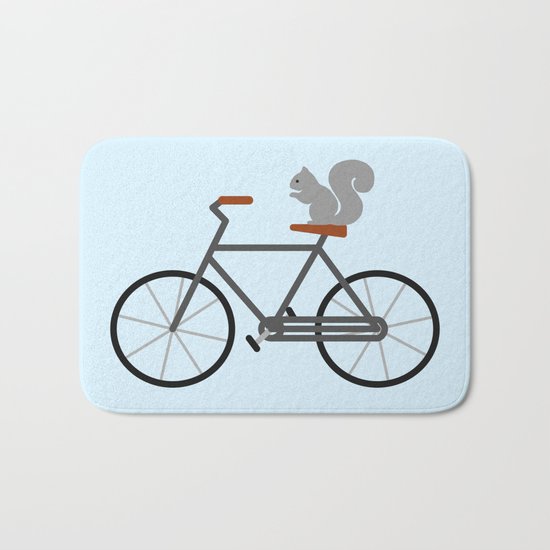 Squirrel Riding Bike Bath Mat