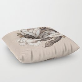 Snake and Peonies Floor Pillow