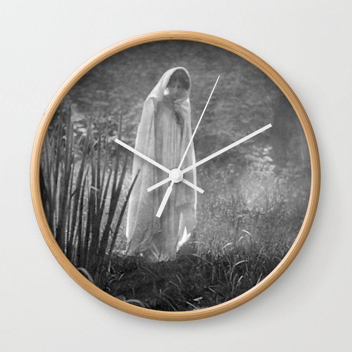 The Appartion (at the lily pond) black and white art photograph by Constant Puyo Wall Clock