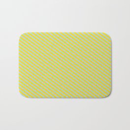 [ Thumbnail: Yellow & Light Blue Colored Lines Pattern Bath Mat ]