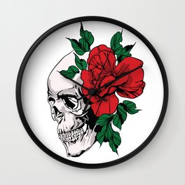 Dead Skull Girl Flower Wall Clock