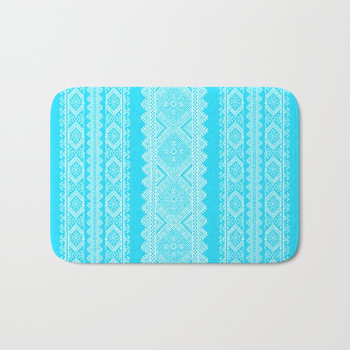 Ukrainian Embroidery Heavenly Azure Bath Mat By Exobiology Society6