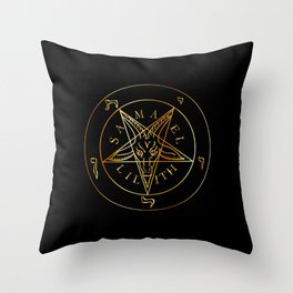 Wiccan symbol golden Sigil of Baphomet- Satanic god occult symbol Throw Pillow