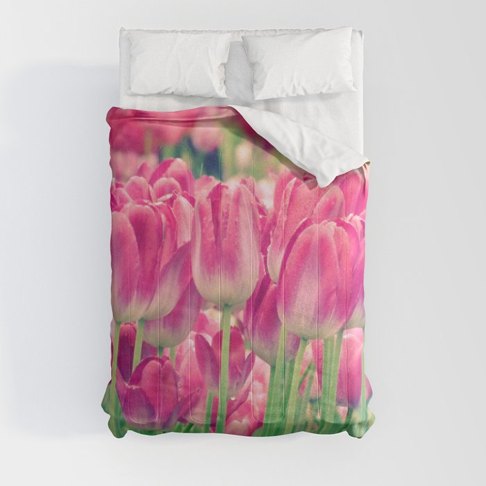 Pink tulips Comforter