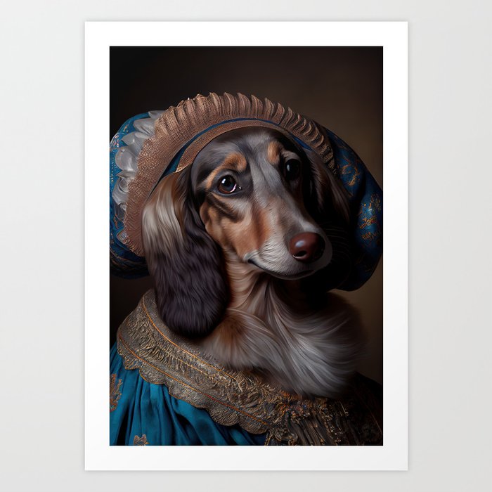Dachshund Dog Breed Portrait Royal Renaissance Animal Painting Art Print