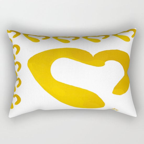 Gold Hearts on White - Love is Golden Rectangular Pillow