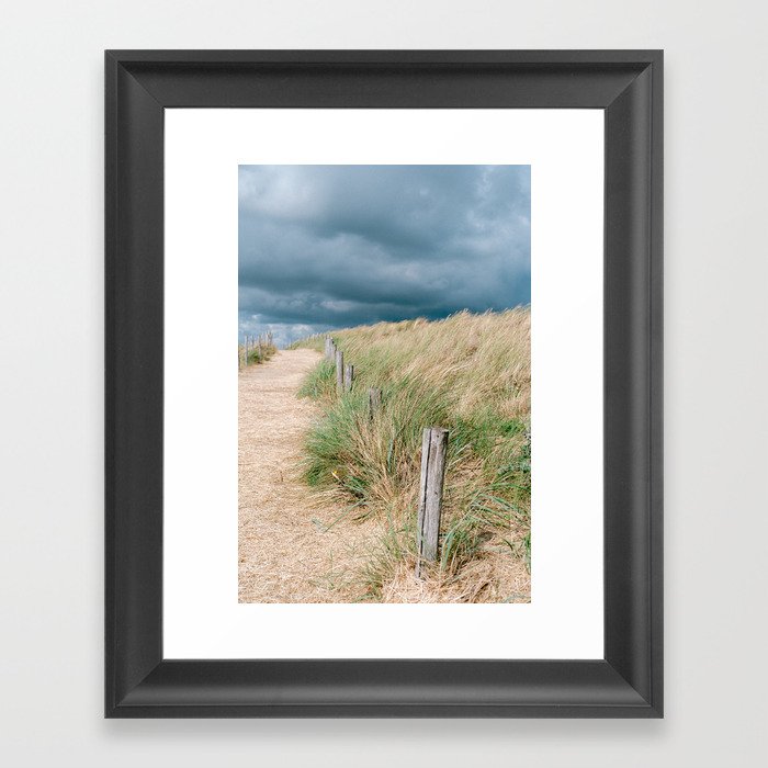 Dark clouds at dunes of Holland | Egmond aan Zee | Travel and Landscape photography wall art Framed Art Print