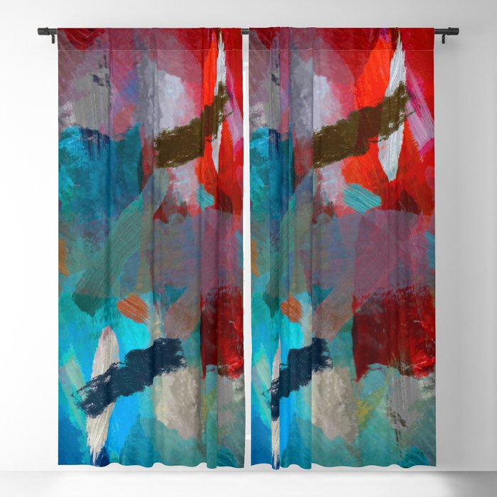 abstract splatter brush stroke painting texture background in red blue Blackout Curtain