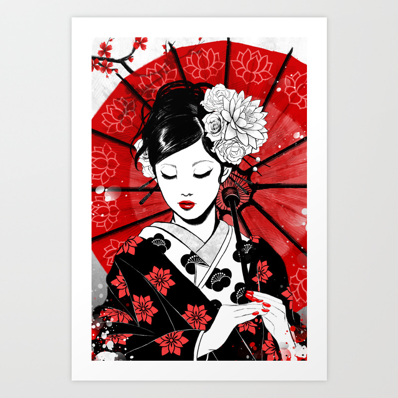 Geisha Art Print By Rubyartwork Society6