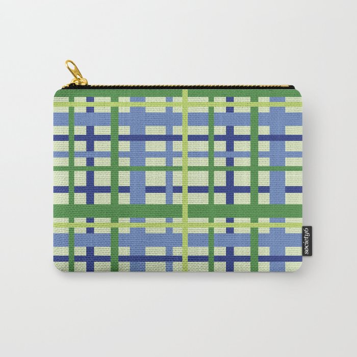 Blue and Green Plaid Carry-All Pouch