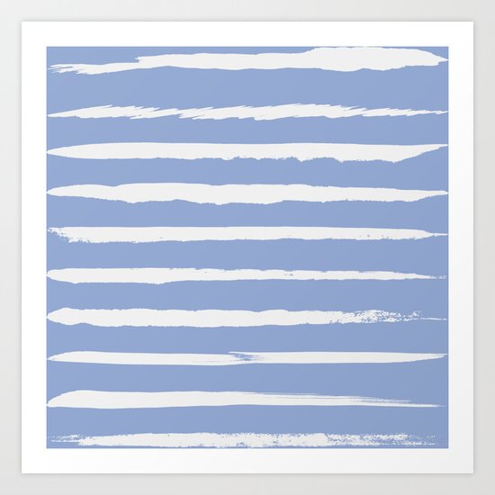 Irregular Hand Painted Stripes Light Blue Art Print