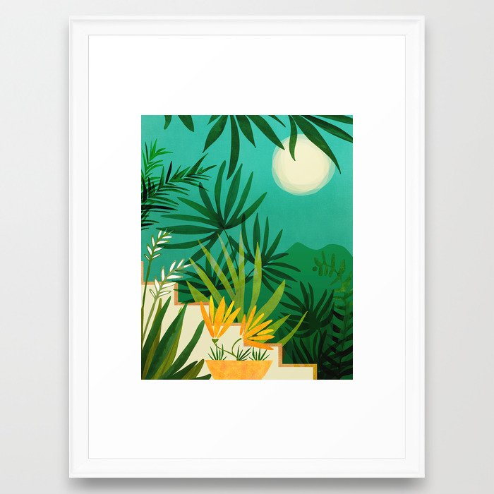 Exotic Garden Nightscape Tropics Framed Art Print