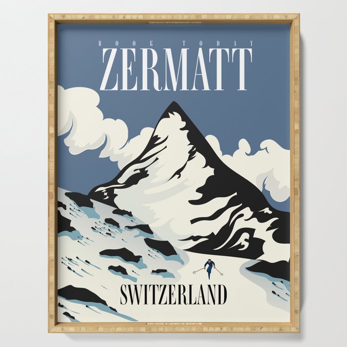 Zermatt Switzerland Ski print Serving Tray