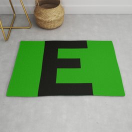 Letter E (Black & Green) Area & Throw Rug