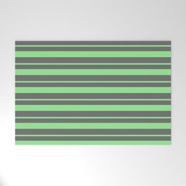 [ Thumbnail: Light Green and Dim Gray Colored Striped/Lined Pattern Welcome Mat ]