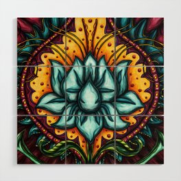 Spiritual blue lotus flower painting, throat chakra art Wood Wall Art