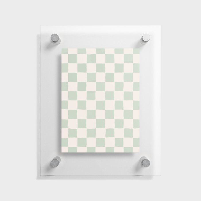Calming Sage Green Checker Floating Acrylic Print