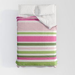Pink and Green Stripe Comforter