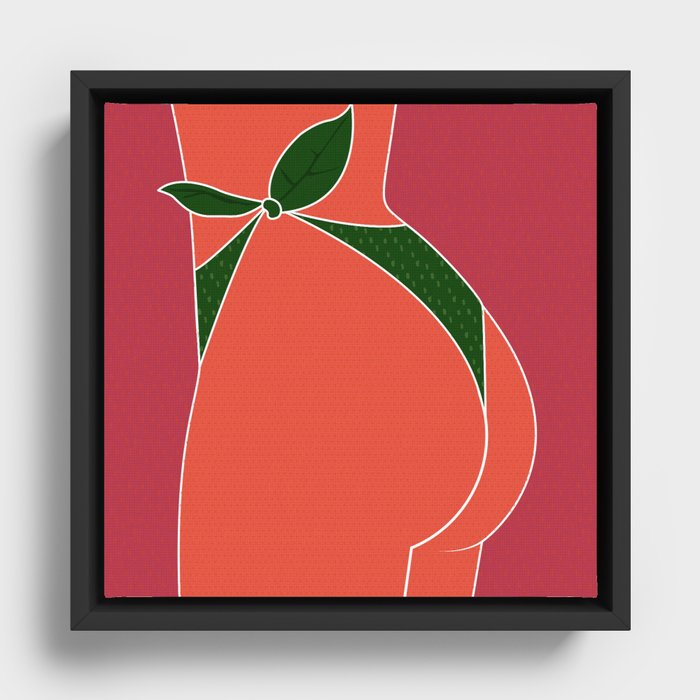 Just Peachy - Fun, Summer, Cute, Peach, Fresh, Butt Framed Canvas