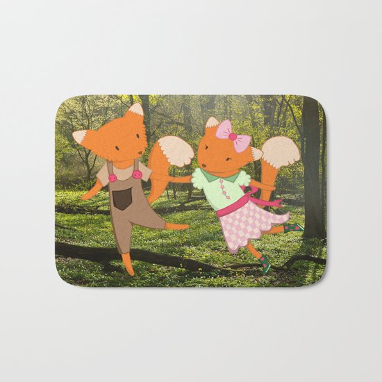Two Foxes walking through the Forest Bath Mat