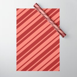 [ Thumbnail: Red and Salmon Colored Lines/Stripes Pattern Wrapping Paper ]