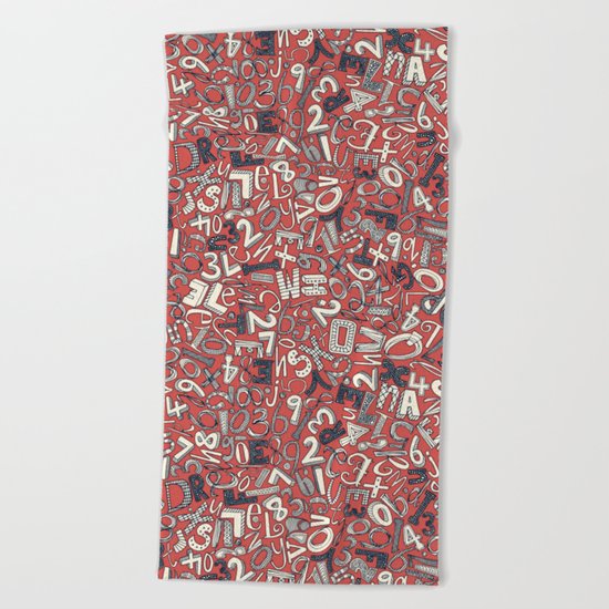 A1B2C3 coral red Beach Towel