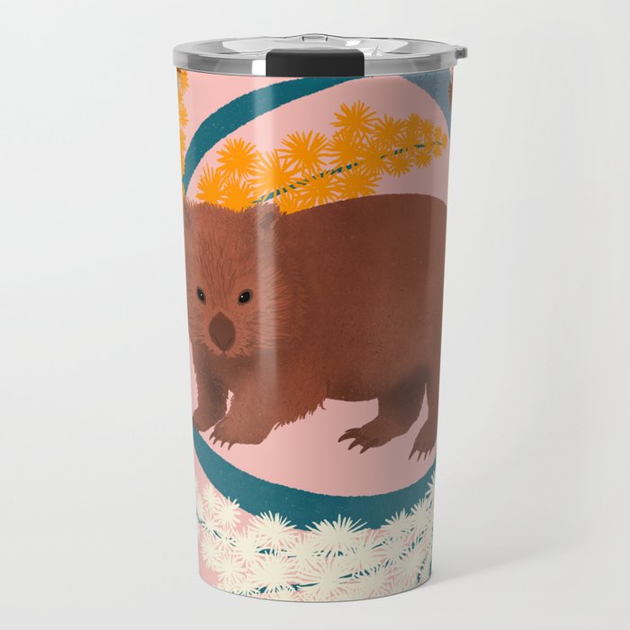 Wombat and Mimosa (aka waddle and wattle) Travel Mug
