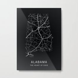 Alabama State Road Map Metal Print