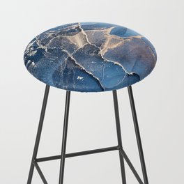 Dusk Blue + Gold Abstract Cloud Haze Bar Stool