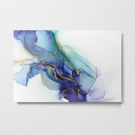 Electric Waves Violet Turquoise - Part 1 Metal Print | Violet, Ink, Flowing, Alcoholink, Turquoise, Abstract, Etherealpainting, Inkdecor, Inkflow, Inkart 
