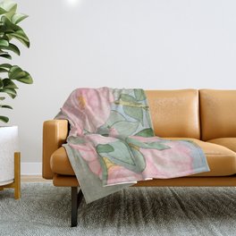 Watercolor Magnolia Throw Blanket