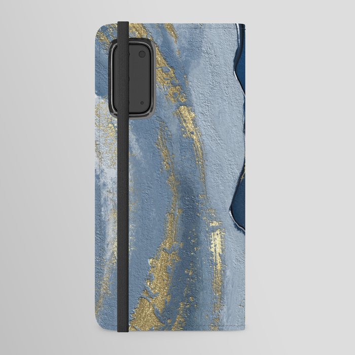 Brush stock texture, gold foil effect, blue and white B Android Wallet Case