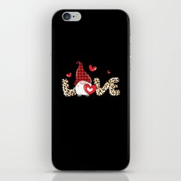 Cute Gnome Heart Love Leopard Valentine iPhone Skin