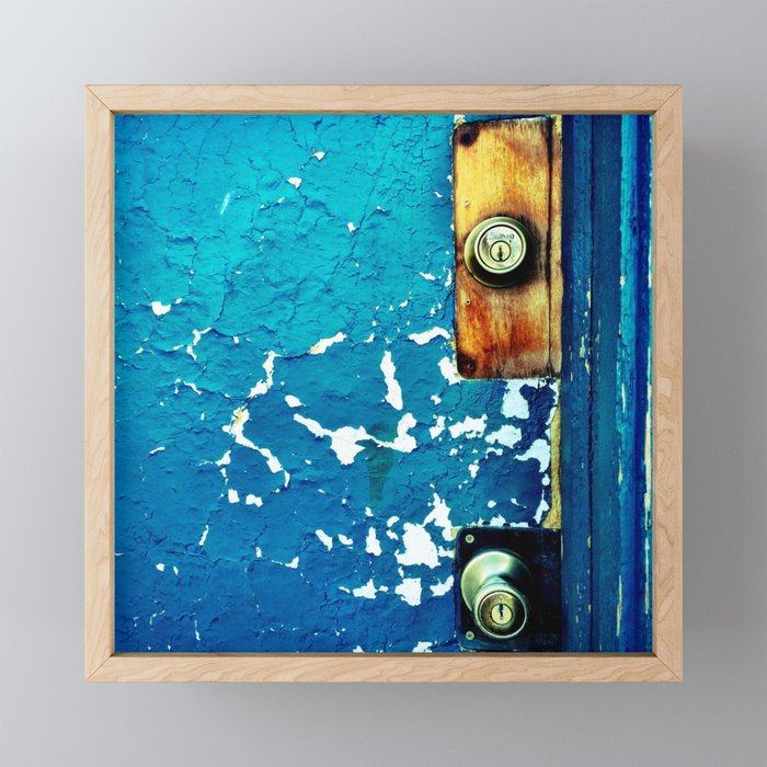 Crackle Open the Blue Door Framed Mini Art Print