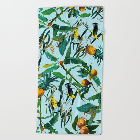 Fruit and Birds Pattern Beach Towel